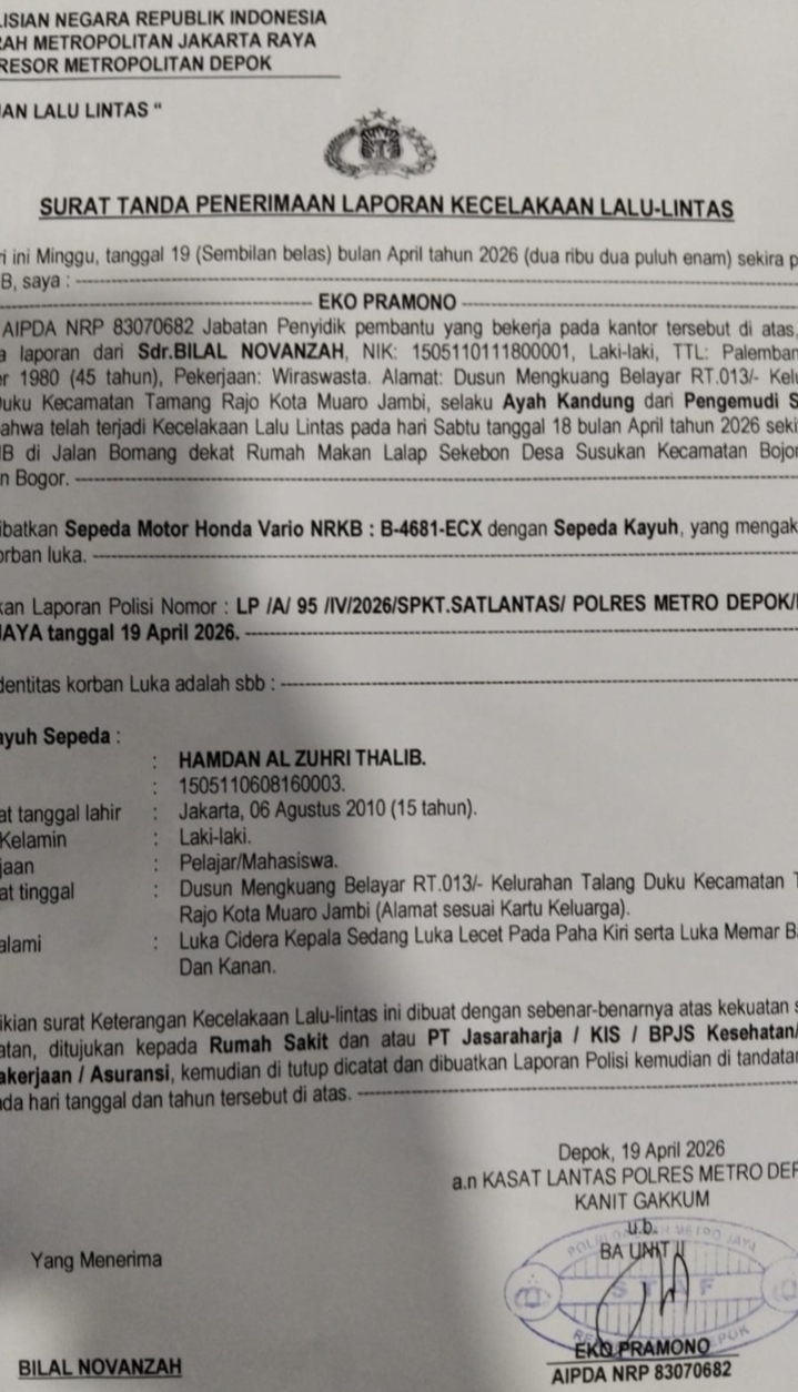 Cedera Otak Berat Dialami Bocah 10 Tahun Korban Kecelakaan di Depok, Keluarga Soroti Mandeknya Penanganan Kasus