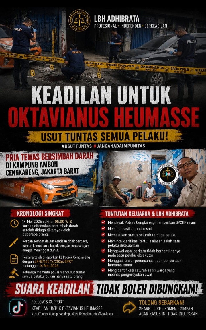 Diduga Diawali Pengeroyokan, Kasus Pembunuhan Oktavianus Heumasse Dikawal LBH ADHIBRATA