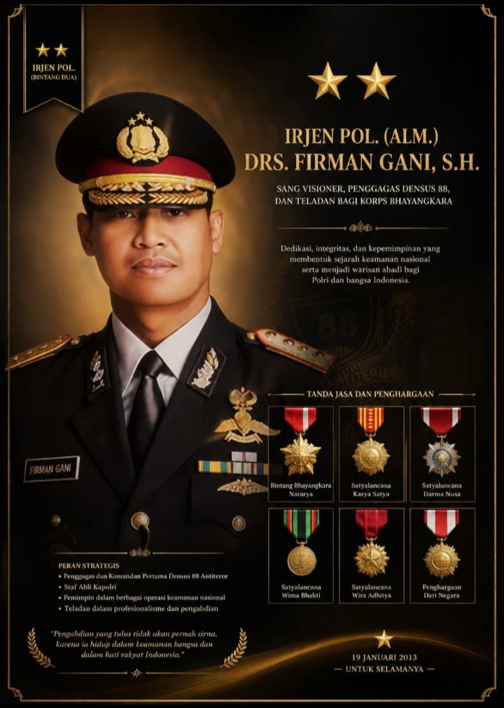 Jejak Pengabdian Sang Visioner: Mengenang Irjen Pol. (Alm.) Drs. Firman Gani, Penggagas Densus 88 yang Mengukir Sejarah Pengamanan Nasional